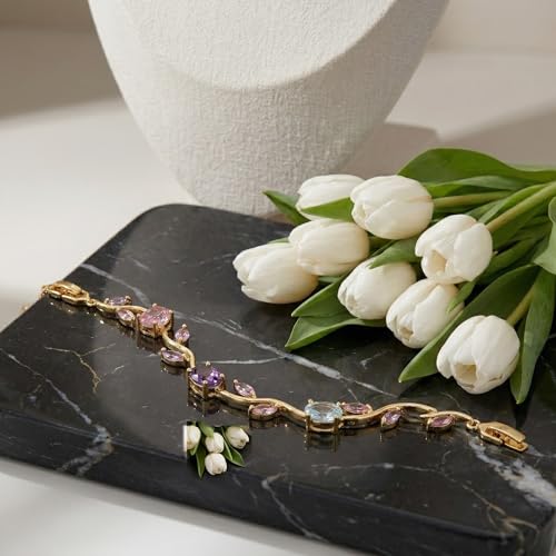 Image of MIRAYHA VIral Tulip Bracelet for Women | Bloom Floral Tulip With Crystal Stones For Women & Girls| Gift for Girlfriend & Wife|Romantic Floral Crystal | Cute Aesthetic Korean Jewellery