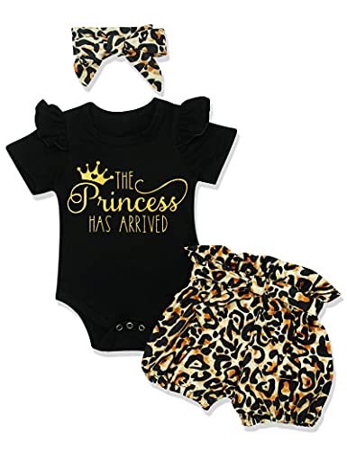 Image of Lasilviaivy Newborn Baby Girl Clothes Infant Summer Leopard Outfits Ruffle Romper Pants Toddler Girl Onesies 0-3 Months
