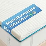 Ella Wendbarer Matratzen Topper 160x200 cm, 7 cm Höhe, H3/H4, Gelschaum & hypoallergener Moon Foam, Oeko-TEX, Matratzentopper für Schlafsofa, Boxspringbett und Gästebett, Mittelfest