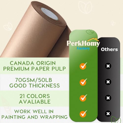 Ph Perkhomy PKUSNPZ-70BROWN36120 Perkhomy 36 Inch X 1,440 Inch (120') Brown Kraft Paper Roll For Craft Bulletin Board Paper Kids Art Table Covering Crafting Gift Wrapping Bouquet Packing Parcel 70Gsm 50Lb (Brown thumb #2