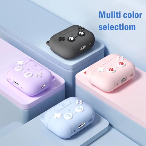 Image of Cute Cat Silicone Case Cover for Apple Airpods Pro 3 (2025), Game Console with Carabiner (Baby Pink, Cat)