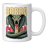Cobra Striking Snake Venomous Serpent Fangs Jungle Reptile Ceramic Mug, White
