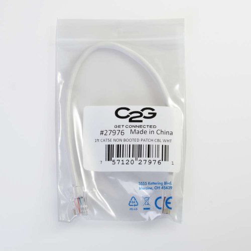 Image of C2G 00949 Cat5e Cable - Non-Booted Unshielded Ethernet Network Patch Cable, White (6 Inches)
