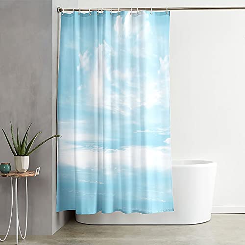Rideau de douche 150x200cm polyester bleu et blanc KnSam - 3