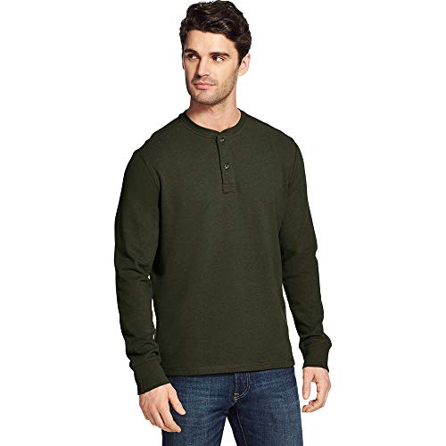 G.H. Bass & Co. Men's Carbon Long Sleeve Jersey Henley Solid Shirt, Legacy Rosin Heather F2018, Small