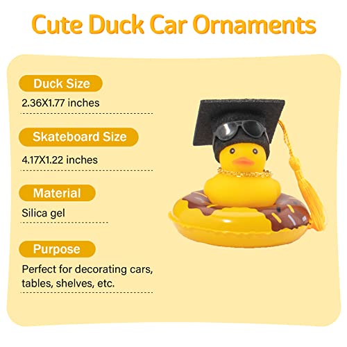Image of wonuu Car Rubber Duck, Yellow Duck Decoration Dashboard with Sun Hat Swim Ring Necklace Sunglasses for Car Dashboard Decorations