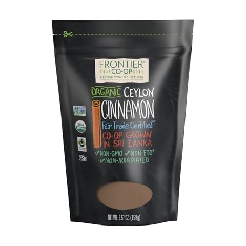 Frontier Co-op Fair Trade Ground Ceylon Cinnamon Powder Organic, Kosher, 5.57oz - Bulk Bag Refill for Shaker, Baking, Beverages, and Cooking Cover