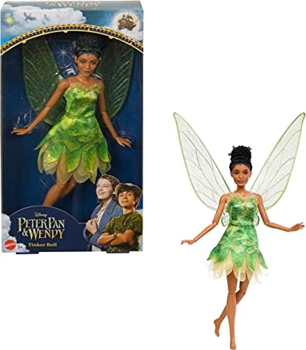 Disney Movie Peter Pan & Wendy Toys, Tinker Bell Fairy Doll with Wings, Collectible Inspired by Disney's Peter Pan & Wendy