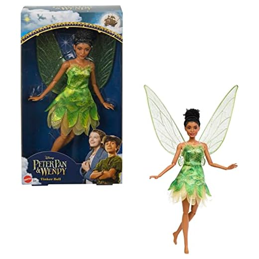 Disney Peter Pan y Wendy Campanilla Muñeca con vestido de hada, juguete +3 años (Mattel HNY37)