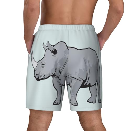 Animal Rhino Print Mens Swim Trunks Quick Dry Board Shorts Mesh Lining, Breathable Beach Surf Shorts4