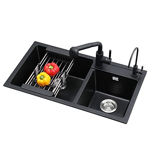 Sgenee 56GCSX Doppelspülbecken Küche Schwarz