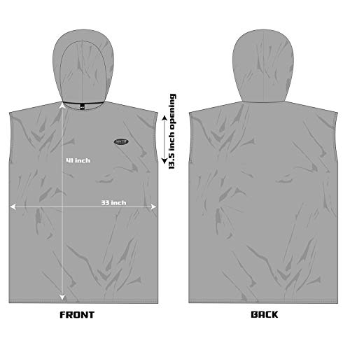 MWTA Surf Poncho Wechselmantel mit Kapuze Dicker Mikrofaser Wetsuit Wickeltuch mit Innentasche für Outdoor Sport Herren und Damen Schwarz