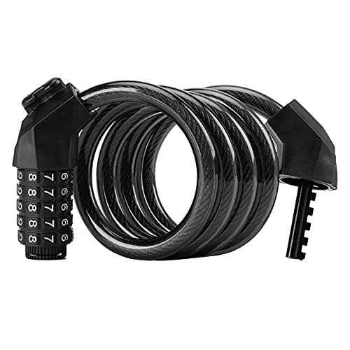 Image of NIKAVI M3 Bicycle Five-Digit Code Lock - Mountain Bike Color Wire Security Anti-Theft (Black)