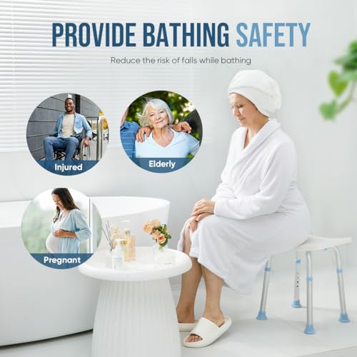Oasisspace BE62034-W Shower Chair, Adjustable Bath Stool Chair thumb #6