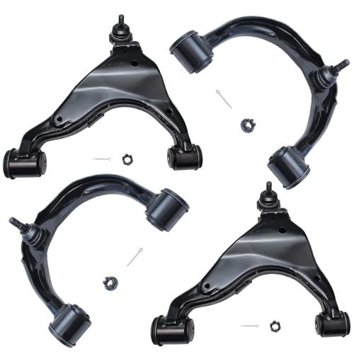 Image of Detroit Axle - Front 4pc Control Arms for 2005-2015 Toyota Tacoma 4 Lower & Upper Control Arms Assembly 2006 2007 2008 2009 2010 2011 2012 2013 2014 2015 Replacement