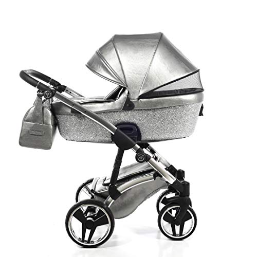 Original Junama Glitter Reisesysteme Kinderwagen 2in1 3in1 4in1 + Sonnenschirm + Originalzubehör Exclusive Prams… (4in1 mit ISOFIX basis, 03)