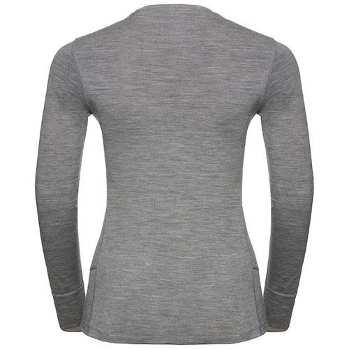 Odlo Women's Merino 200 Baselayer Crew Long Sleeve, Grey Melange, Small #TOP1