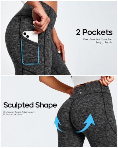 Image of Heathyoga Yoga Pants with Pockets Extra Soft Leggings with Pockets for Women Non See-Through High Waist Workout Leggings