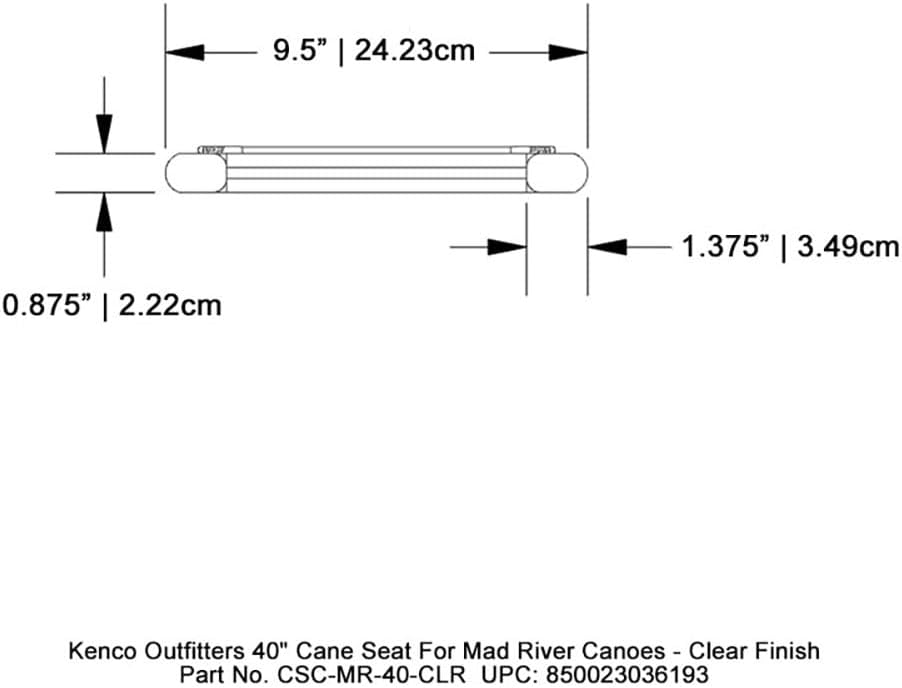 Kenco Outfitters 40" Cane Seat for Mad River Canoes - Clear Finish