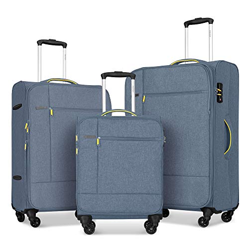 FOCHIER Juegos de Maletas Softshell expandibles Juego de Maletas de 3 PCS Spinner Lightweight TSA Lock,Gris