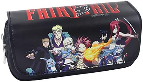 Memoryee Anime Fairy Tail Canvas Pencil Case Organizer with Double Zipper Big Capacity Pen Bag for Student Office College Middle School High School Style1