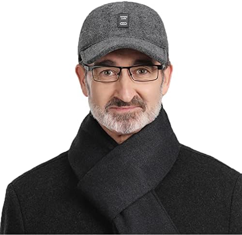 CLAPE Unisex Winter Caps Thick Warm Baseball Cap Wool Hat Plain Visor Dad Hat Outdoor Sport Hat with Ear Flaps