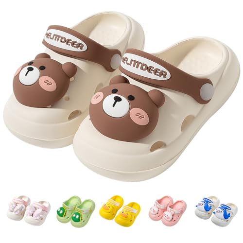 DRECAGE Mules et Sabots Enfants Pantoufles Chaussures Mixte Bébé Fille Garçon Chaussons Eté Piscine de Jardin Clogs Sandales de Plage à Enfiler Beige 21 EU