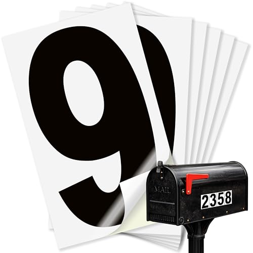 iSYFIX Black Vinyl Number 9 Stickers, White Background, 2 Inch, 6 Pack
