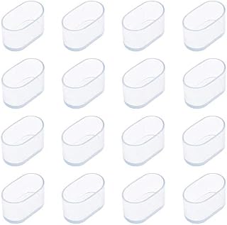 16Pcs Oval Table Chair Leg Tip, Flexible Rubber Like Cover Anti-scratch Furniture Floor - 40x20mm (Clear)