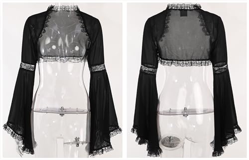 Image of TOMETO STAR Bolero Shrug Tops for Women Goth Flare Sleeve Shrugs