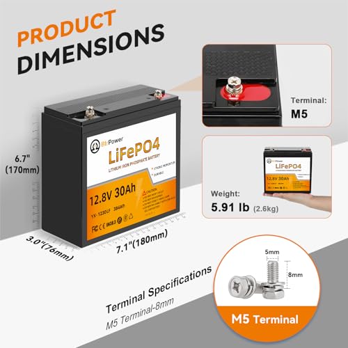 Image of 12V 30Ah LiFe PO4 Battery,5000+ Deep Cycle Lithium Battery | Built-in 100A BMS fit for Home Storage,Trolling Motor,RV,Off-Grid System,Solar Power System,Marine