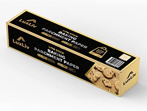 LuxLiv ® 50m Premium Heavy Duty Kitchen Baking Parchment Paper Roll Non-Stick Greaseproof Unbleached Brown - Extra Thick - 30cm Wide