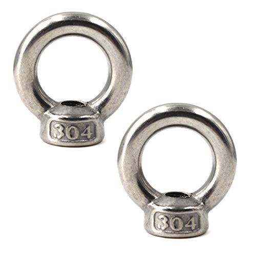 Image of M16 Lifting Eye Nut 304 Stainless Steel Ring Eye Bolts Threaded Nuts Pack of 2