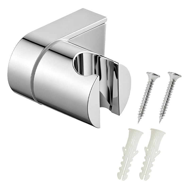 Shower Head Holder, Universal 360° Adjustable Wall Mount Bracket for Handheld Shower - Chrome Plated ABS with Screws Silver