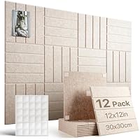 Woovio 120x90cm Tablero Corcho Autoadhesivo 12 Piezas, Beige