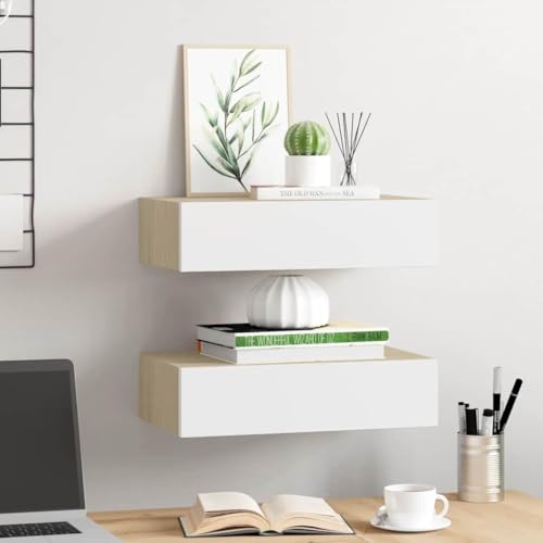 Étagère murale avec tiroir pour petits espaces console mdf 40x23,5 cm