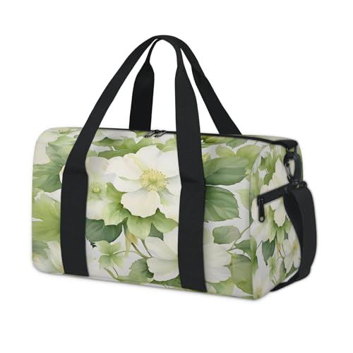 Sage Green Flowers Travel Duffel Bag for Women and Men, Sport Tote Gym Bag Carry on Weekender Overnight Bags