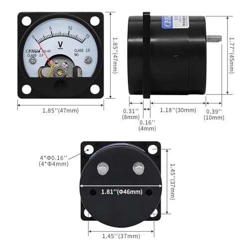 Image of Analog Voltmeter Gauge SO-45 DC0-15V Circular Panel Voltage Meter Volt Meter Voltage Tester for Shipping Circuit Testing Mechanical Equipment