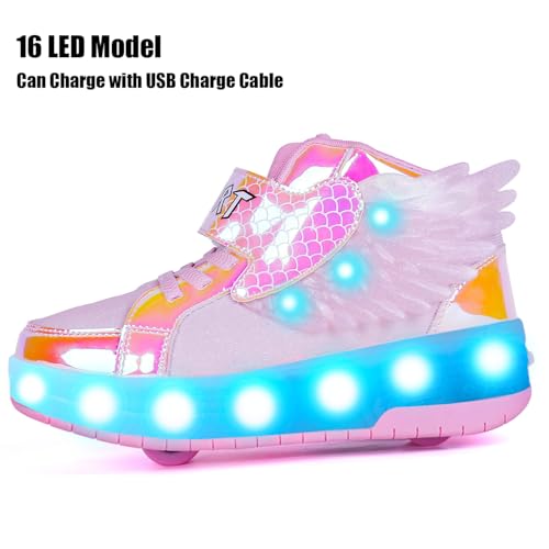 Image of Nsasy Roller Shoes Kids Roller Skates Shoes Girls Boys Wheels Shoes Become Sport Sneaker with Led for Children Gift