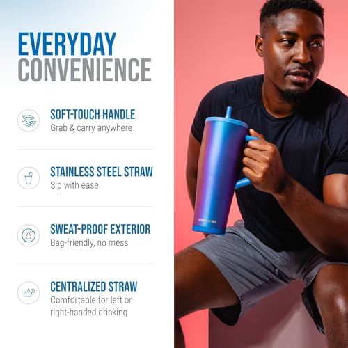Image of Ice Shaker 40 oz Tumbler with Handle and Straw | 40oz Wisteria | Cold for 30+ Hours | 2-in-1 Tumbler Shaker Bottle | Odor-Free 40 ounce Bottle for Water, Protein Shakes, Smoothies, Cocktails