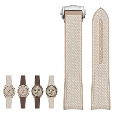 Bracelet montre 20mm MoonSwatch BIK silicone kaki extrémité incurvée