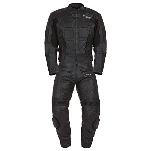 WinNet Tuta divisibile di pelle da moto giacca e pantaloni separabili in 2 pezzi (3XL, NERO)