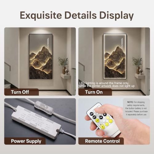Large Vertical LED Mountain Wall Art for Living Room, Modern Luxury 30x60 - Image 4