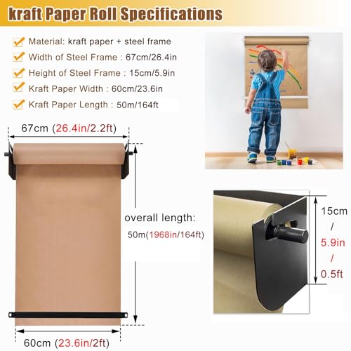 Schowek, dozownik rolek papieru z obcinaczem do papieru Kraft 50 m, uchwyt na papier do tablicy ogłoszeń ściennych dla dzieci, rysunki, menu kawiarni i listy rzeczy do zrobienia.