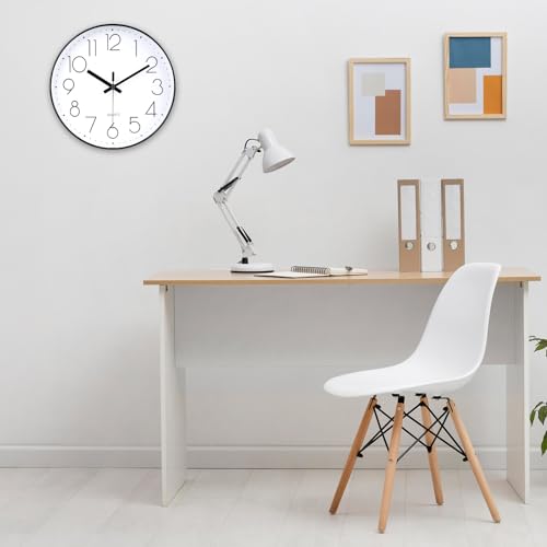 jomparis 20cm Modern Quartz Lautlos Wanduhr Schleichende Sekunde ohne Ticken Analoge Wanduhr Dekor für Wohnzimmer, Kinderzimmer,Küche,Büro (Schwarz)