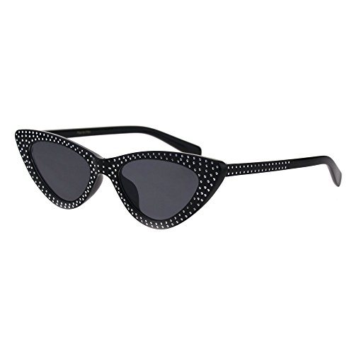 PASTL Womens Skinny Cateye Sunglasses Silver Dotted Bling Fashion UV 4002