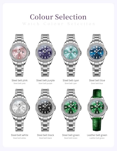 Image of OLEVS Ladies Watch Diamond Dress Analog Female Watches Stainless Steel Two Tone Waterproof Luminous Day Date for Womens Wrist Watch Gift