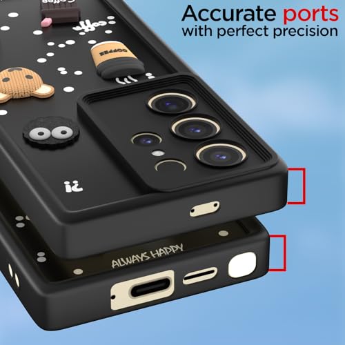 Image of Pikkme Back Cover for Samsung Galaxy S24 Ultra 5G | 3D Cartoon Silicone Case Cute & Fun Full Protective Bumper Cover (Black)