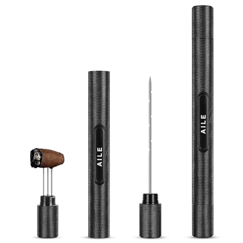 AILE Cigar Punch Enhancer Tool & Nubber,Cigar Draw Cigar Poker for Piercing, Portable Cigar Accessory, More Enjorable(Black)