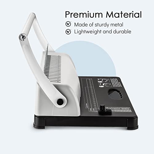 Amgsh Comb Binding Machine | Book Binding Machine 21-Holes 450 Sheets, Comb Binder Machine With Starter Kit 100Pcs 3/8", For Letter Size / A4 / A5 Adjustable Edge Guide #TOP2